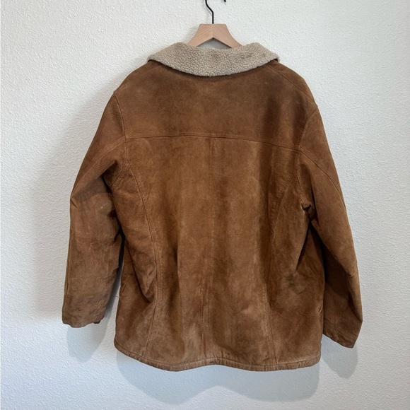 VTG LP Uomo Leather Sherpa Lined Suede Jacket Men Large Tan Western Barn Chore - Picture 10 of 14